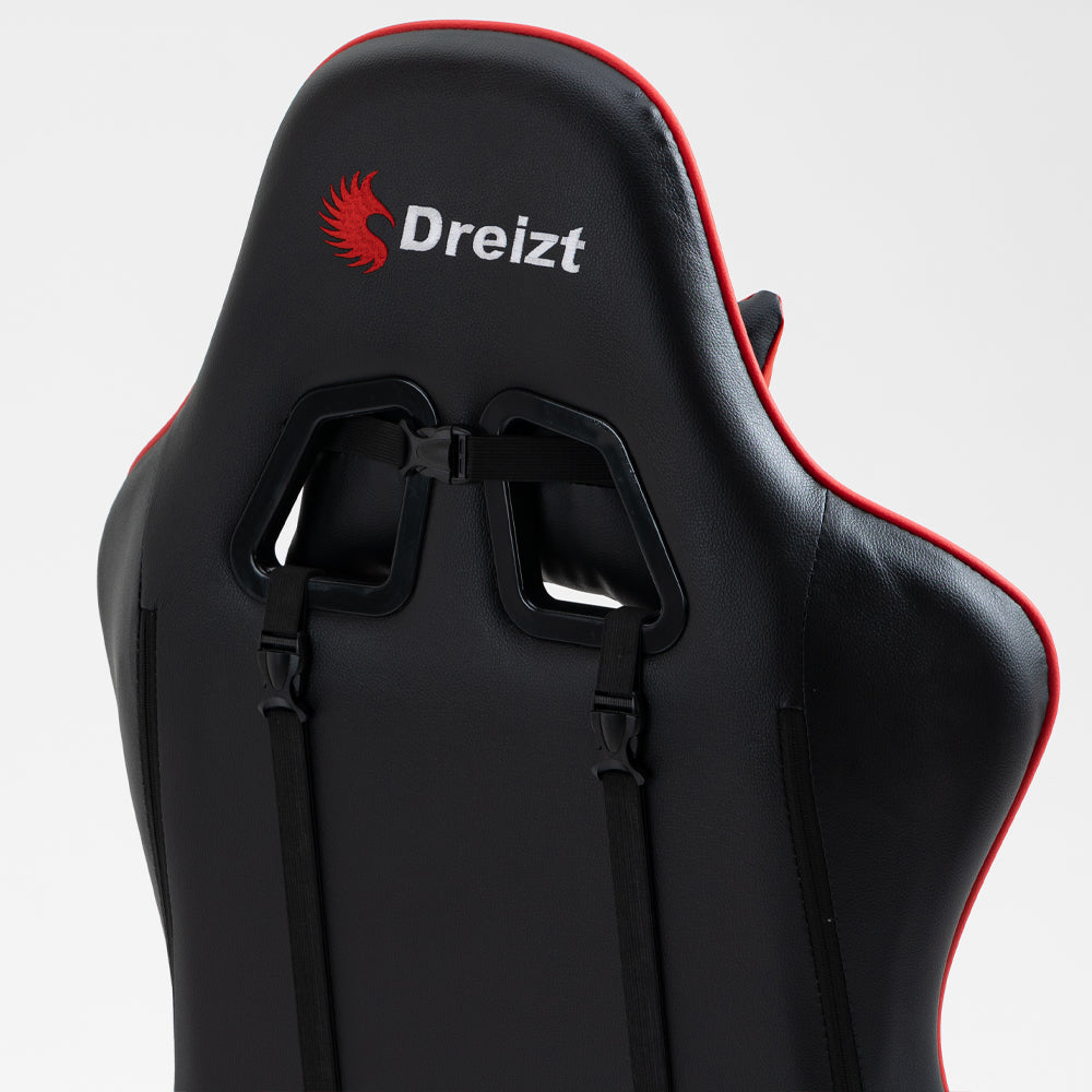 Silla Gamer Dreizt Optimus Series Rojo Pro 180° Reclinable Alta Calidad con Posapies
