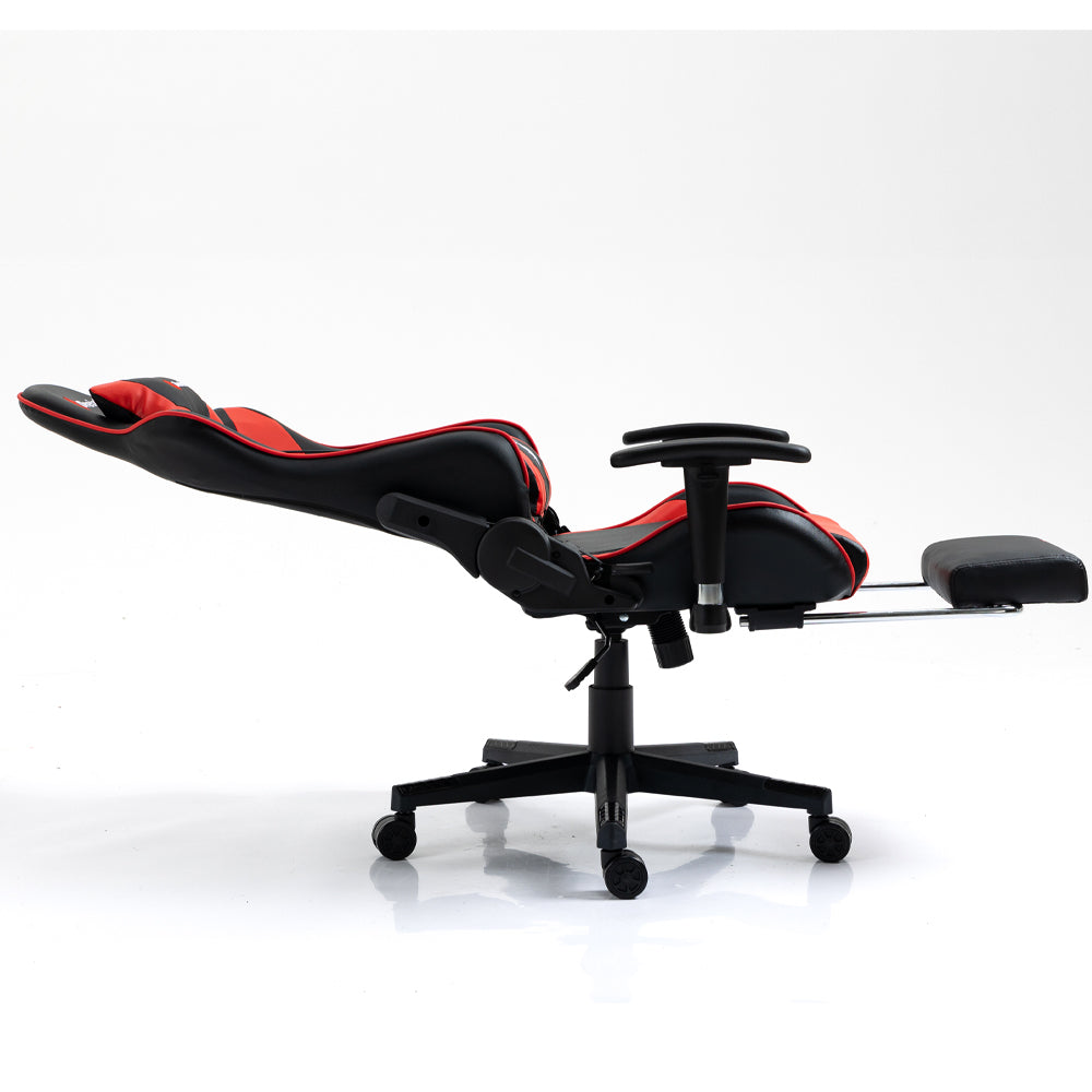 Silla Gamer Dreizt Optimus Series Rojo Pro 180° Reclinable Alta Calidad con Posapies