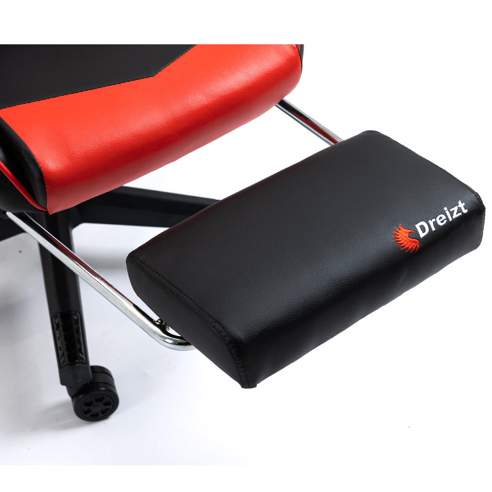 Silla Gamer Dreizt Optimus Series Rojo Pro 180° Reclinable Alta Calidad con Posapies