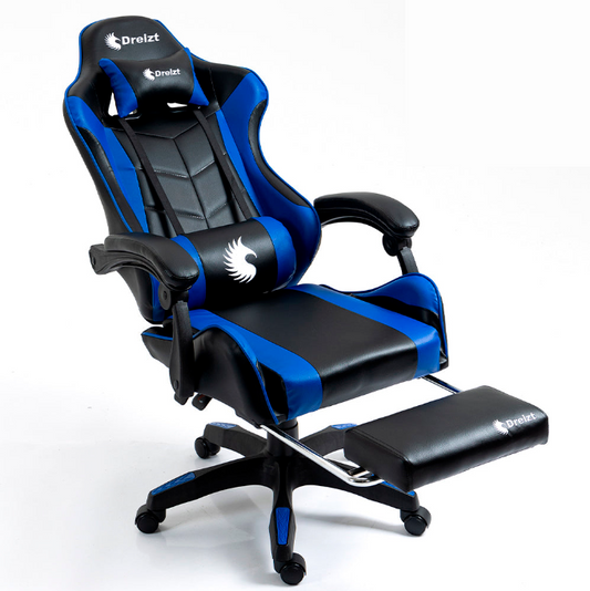 Silla Gamer Ergonómica Dreizt Shine Series Azul con Posapies Reclinable