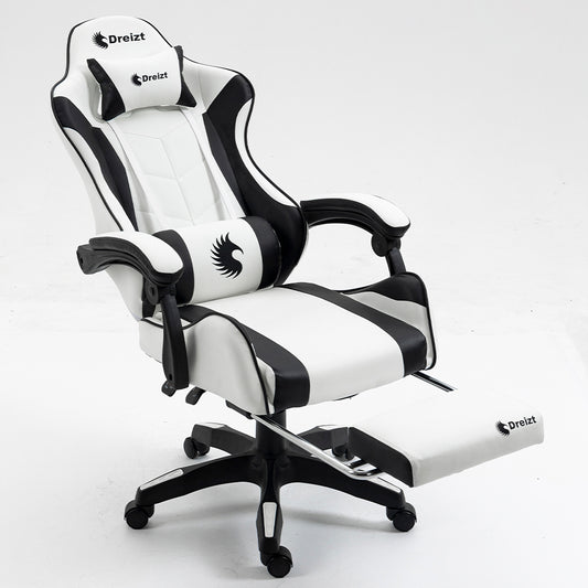 Silla Gamer Ergonómica Dreizt Shine Series Blanca con Posapies Reclinable