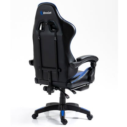 Silla Gamer Ergonómica Dreizt Shine Series Azul con Posapies Reclinable
