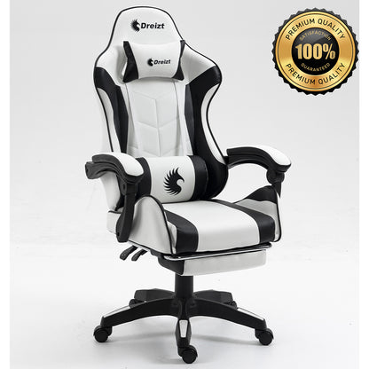 Silla Gamer Ergonómica Dreizt Shine Series Blanca con Posapies Reclinable