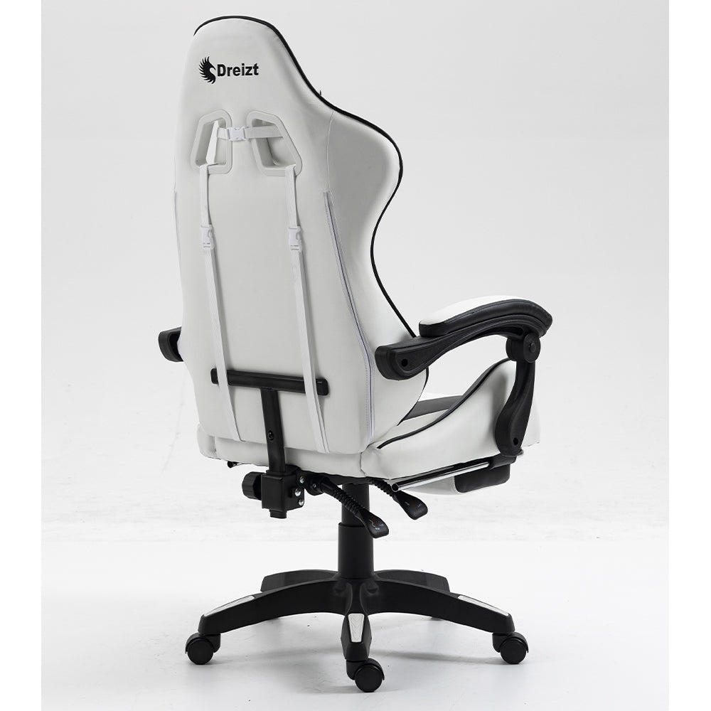 Silla Gamer Ergonómica Dreizt Shine Series Blanca con Posapies Reclinable