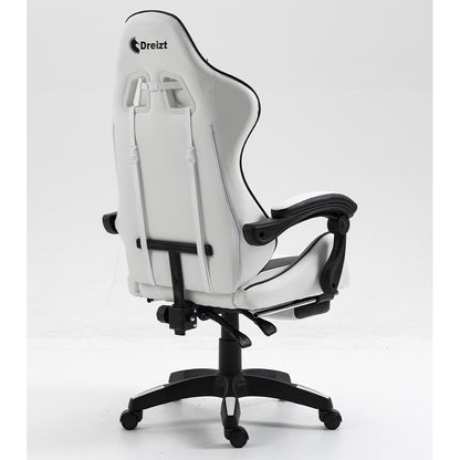 Silla Gamer Ergonómica Dreizt Shine Series Blanca con Posapies Reclinable