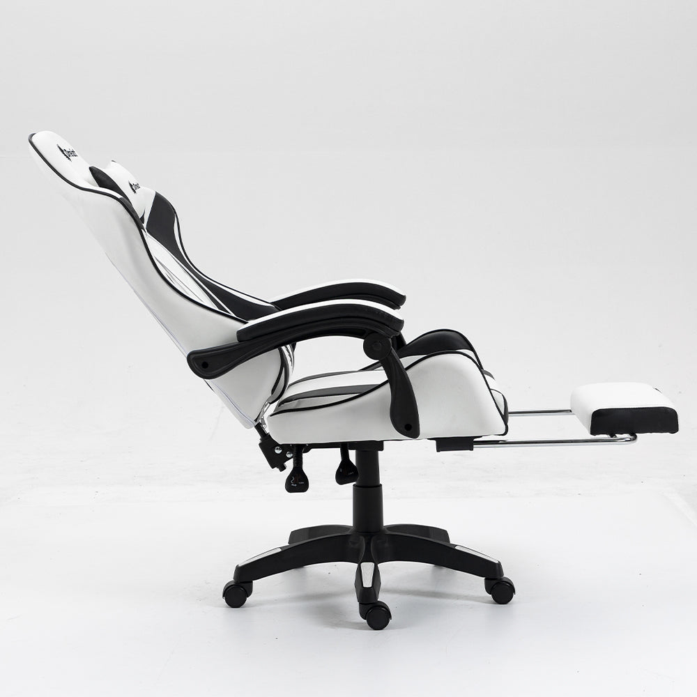 Silla Gamer Ergonómica Dreizt Shine Series Blanca con Posapies Reclinable