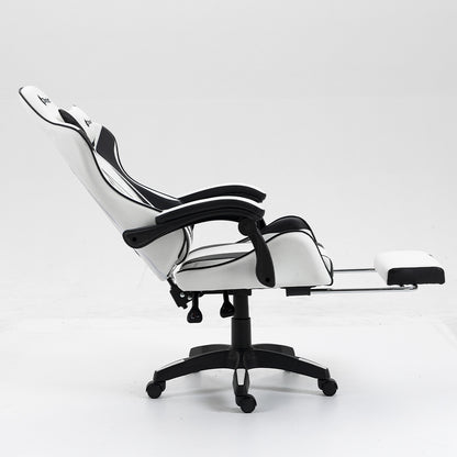 Silla Gamer Ergonómica Dreizt Shine Series Blanca con Posapies Reclinable
