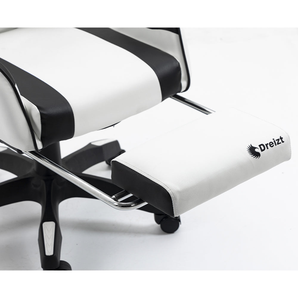 Silla Gamer Ergonómica Dreizt Shine Series Blanca con Posapies Reclinable
