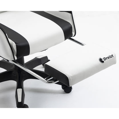 Silla Gamer Ergonómica Dreizt Shine Series Blanca con Posapies Reclinable