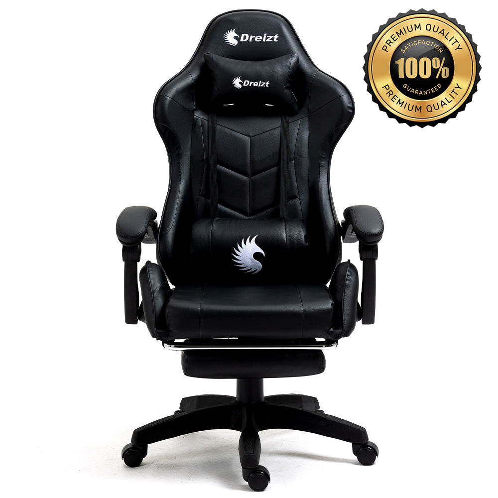 Silla Gamer Ergonómica Dreizt Shine Series Negro con Posapies Reclinable