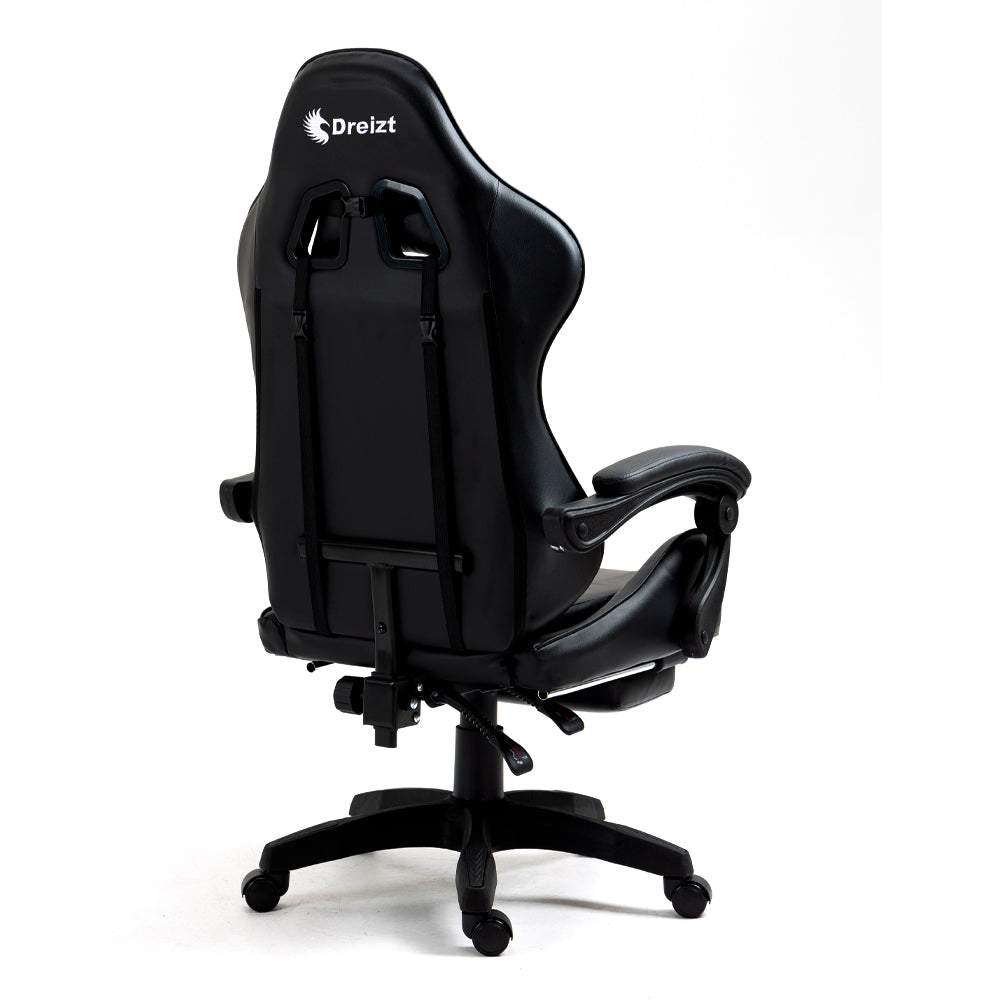 Silla Gamer Ergonómica Dreizt Shine Series Negro con Posapies Reclinable
