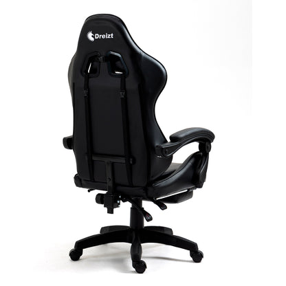 Silla Gamer Ergonómica Dreizt Shine Series Negro con Posapies Reclinable