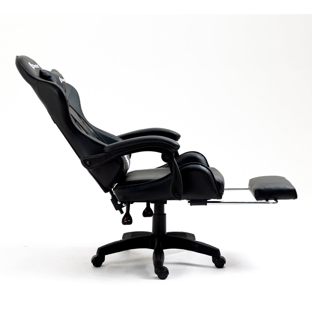 Silla Gamer Ergonómica Dreizt Shine Series Negro con Posapies Reclinable
