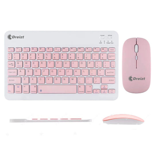 Kit Teclado y Mouse Inalámbrico Bluetooth Multidipositivo DT100 Rosado